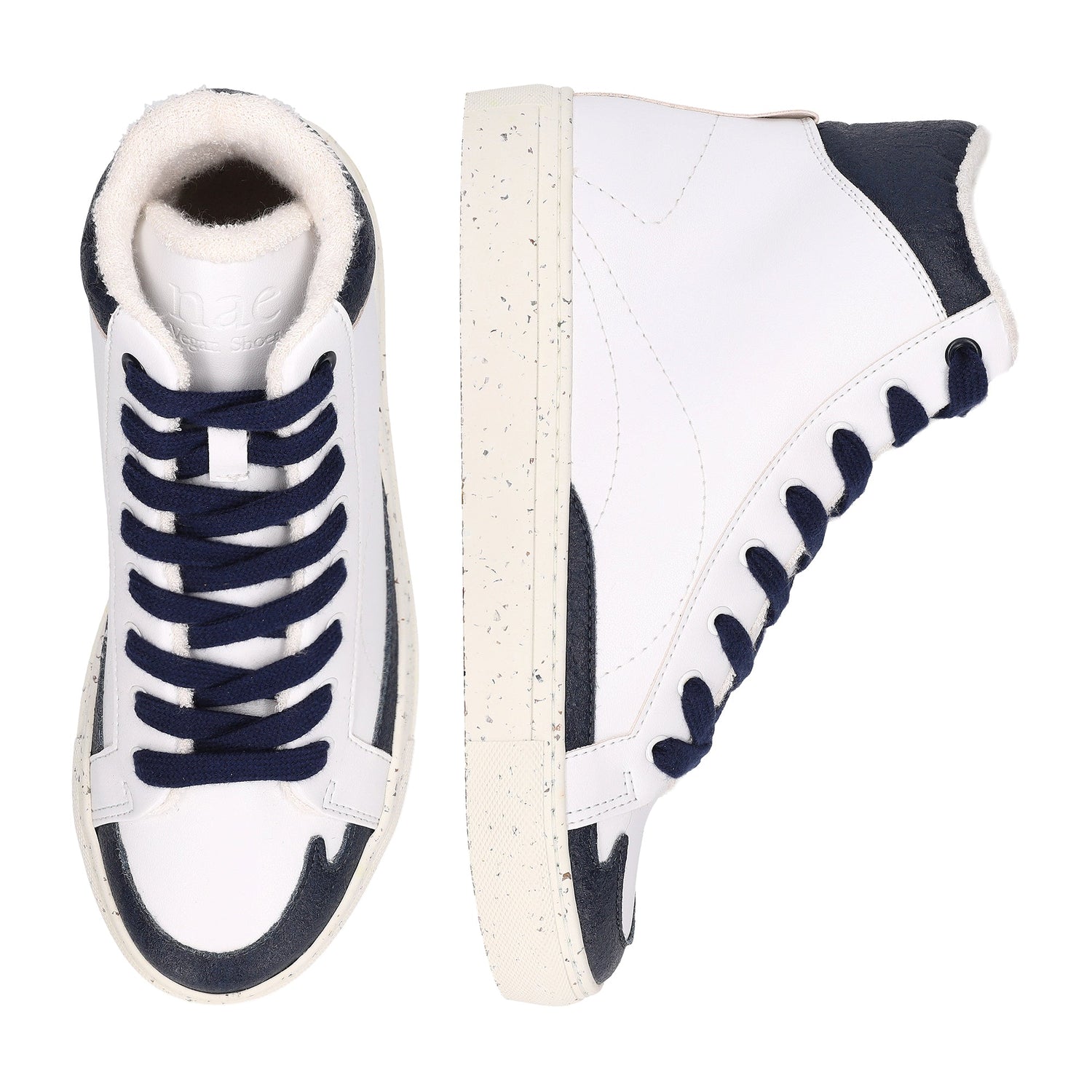 Sneakers alte unisex vegane bianche scarpe ginnastica in pelle di mela e bambù