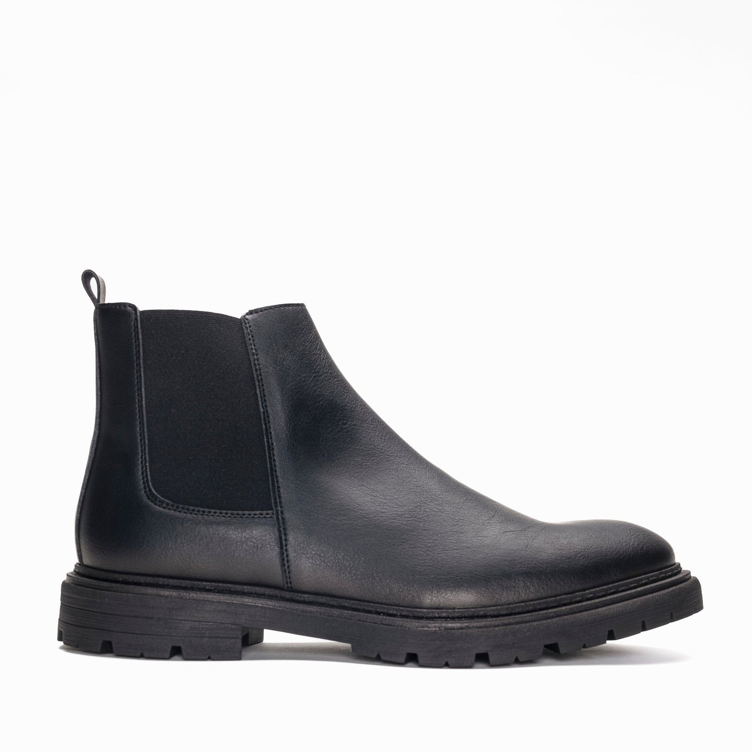 Vegan boot ankle chelsea stylish breathable lined with flexible pull-on in black | NAE