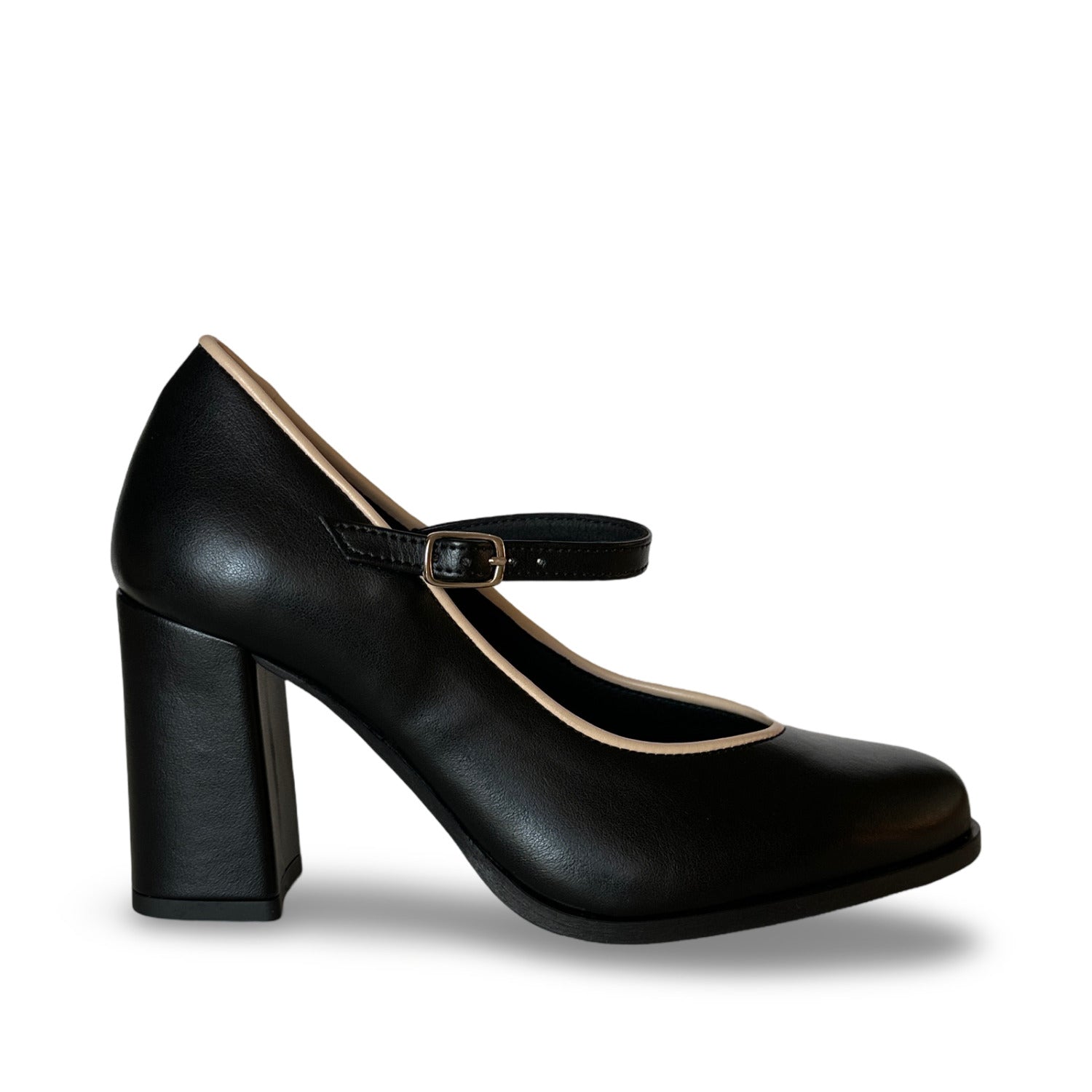MARTINA Black - Vegan Mary Jane Heels in Apple Leather