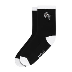 Vegan black socks with playful Dalmatian dog design in organic cotton