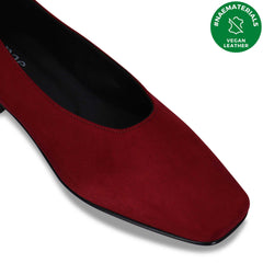 Ballerines véganes chaussures pour femme talon plat effet daim doublé bordeaux | NAE