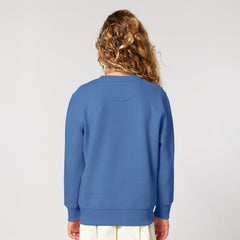 Roots for Our Future collection – blue sustainable kids sweater in blue, organic cotton, available in ten colors 