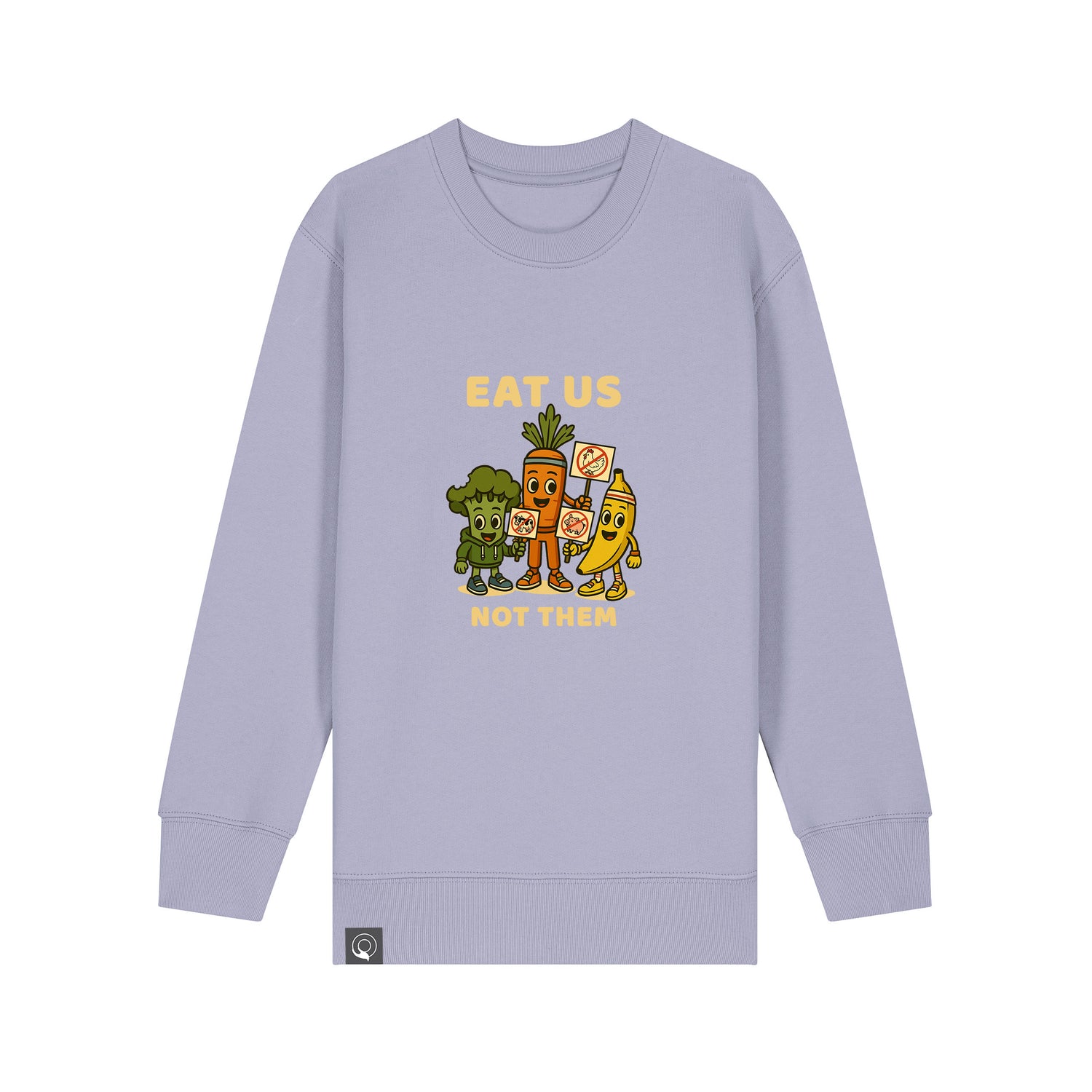 Roots for Our Future collection – sustainable kids sweater in light purple with Full Squad hero print, ten colors