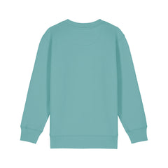 Organic cotton kids sweater back view, eco-friendly fashion in 10 colors