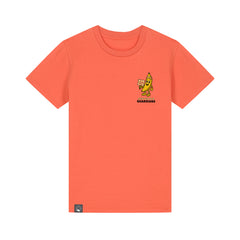 Vegan Rebel children’s t-shirt in orange with Bany hero design, sustainable organic cotton, 10 colors