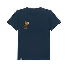 Organic cotton kids t-shirt in navy blue with Crunch print, sustainable and vegan fashion