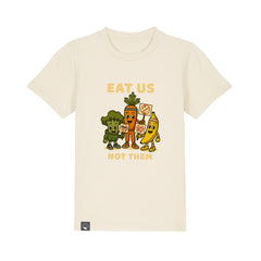 White organic cotton kids t-shirt with Full Squad vegan hero design, eco-friendly children’s fashion in 10 colors