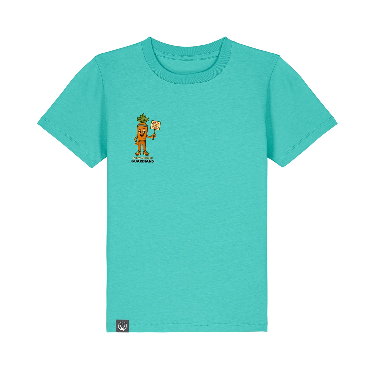 Sustainable pool blue kids t-shirt made from organic cotton with Crunch cartoon design