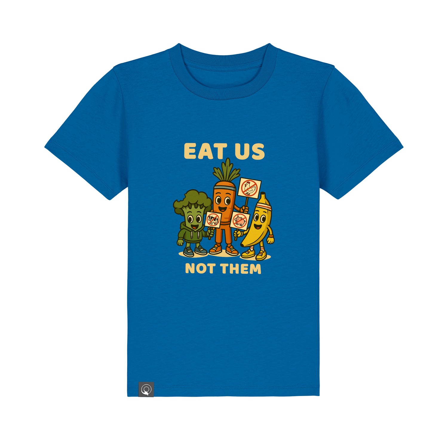Roots for Our Future organic cotton kids t-shirt, royal blue with Full Squad hero print, sustainable and ethical, 10 colors