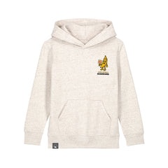 Organic cotton hoodie in beige for kids with Bany hero print, Roots for Our Future, 10 colors available