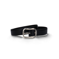 Ceinture noir femme végane en cuir de pomme moderne de ville avec boucle courbée