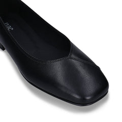 Ballerines véganes pour femme avec motif uni noir en cuir de pomme | NAE
