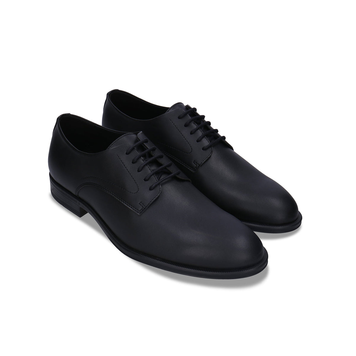 QUINN - Schwarze Elegante Vegane Derby-Schuhe für Herren – Produktansicht 3