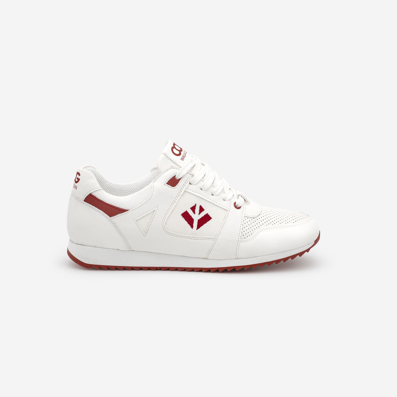 Baskets running végan et écologique femme blanc rouge - Raven Cog