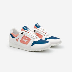 Baskets running végan et écologique femme blanc corail bleu - Raven Cog