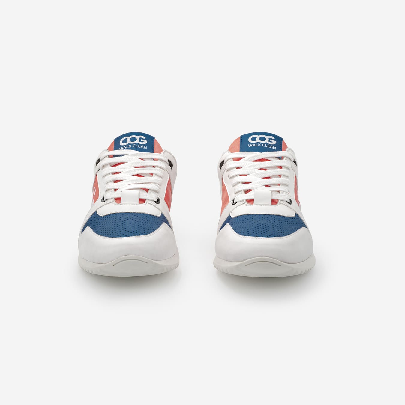 Baskets running végan et écologique femme blanc corail bleu - Raven Cog