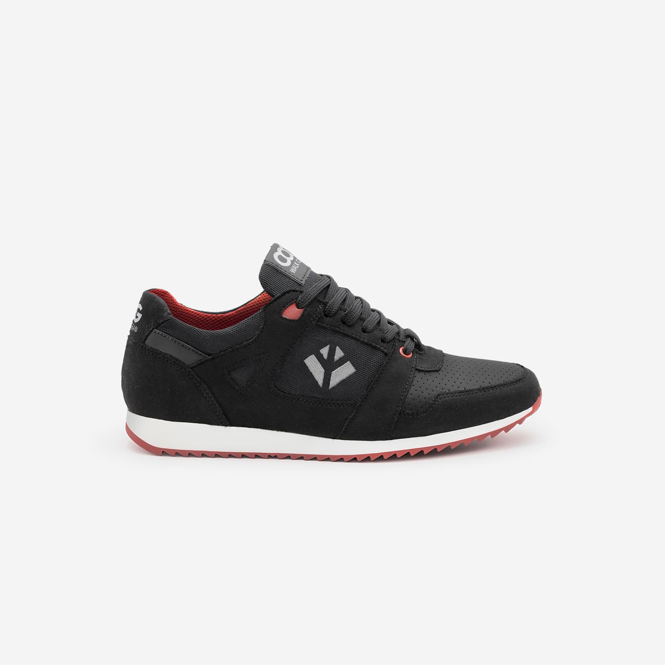 Baskets running végan et écologique femme noire rouge - Raven Cog