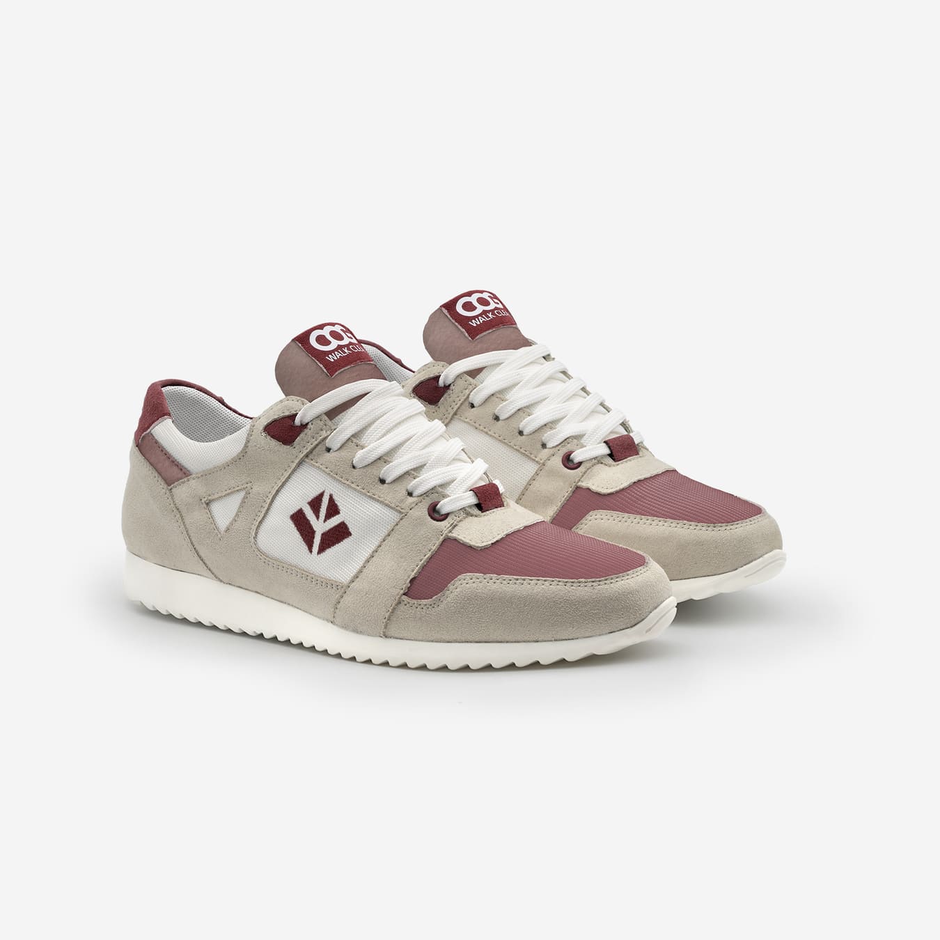 Baskets running végan et écologique femme beige raspberry bordeaux - Raven Cog