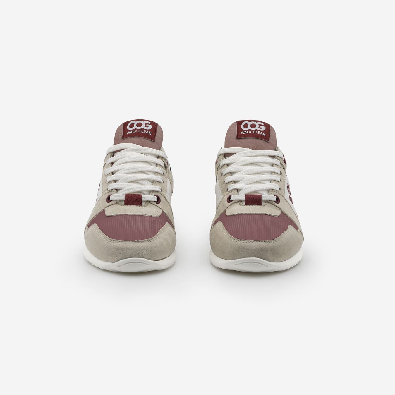 Baskets running végan et écologique femme beige raspberry bordeaux - Raven Cog