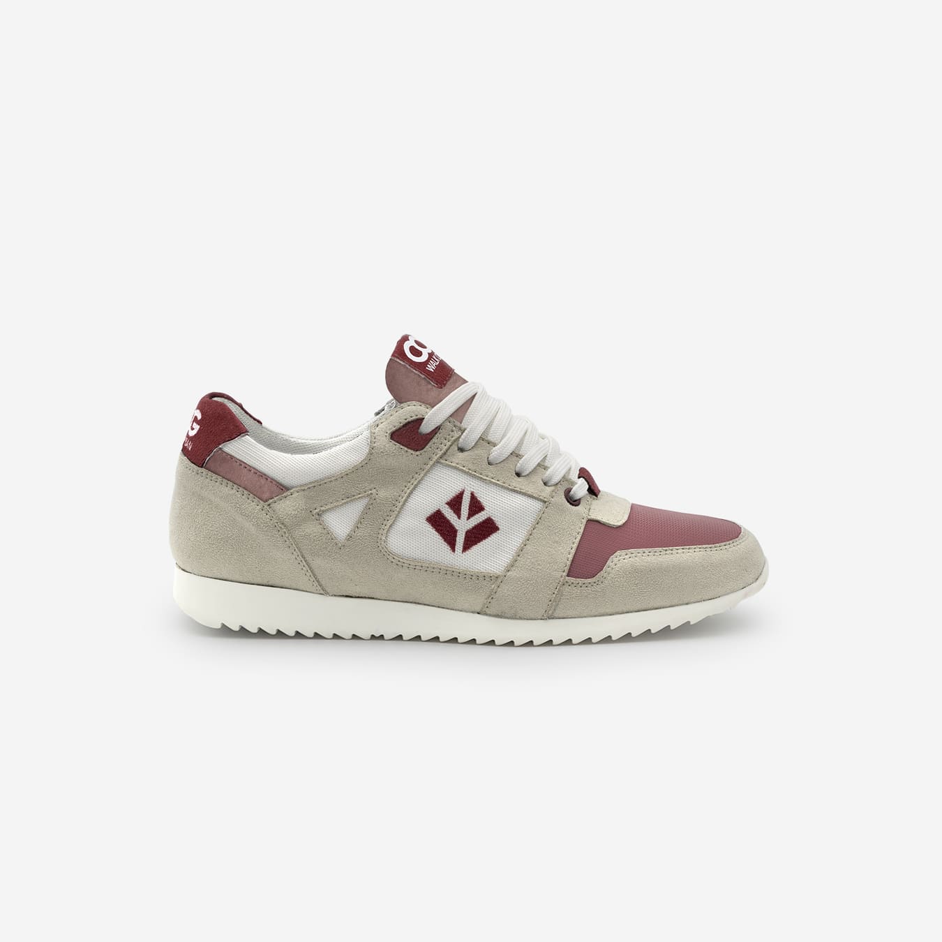 Baskets running végan et écologique femme beige raspberry bordeaux - Raven Cog