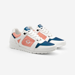 Baskets running végan et écologique homme blanc corail bleu - Raven Cog
