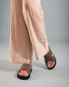 vegan criss cross padded sandals