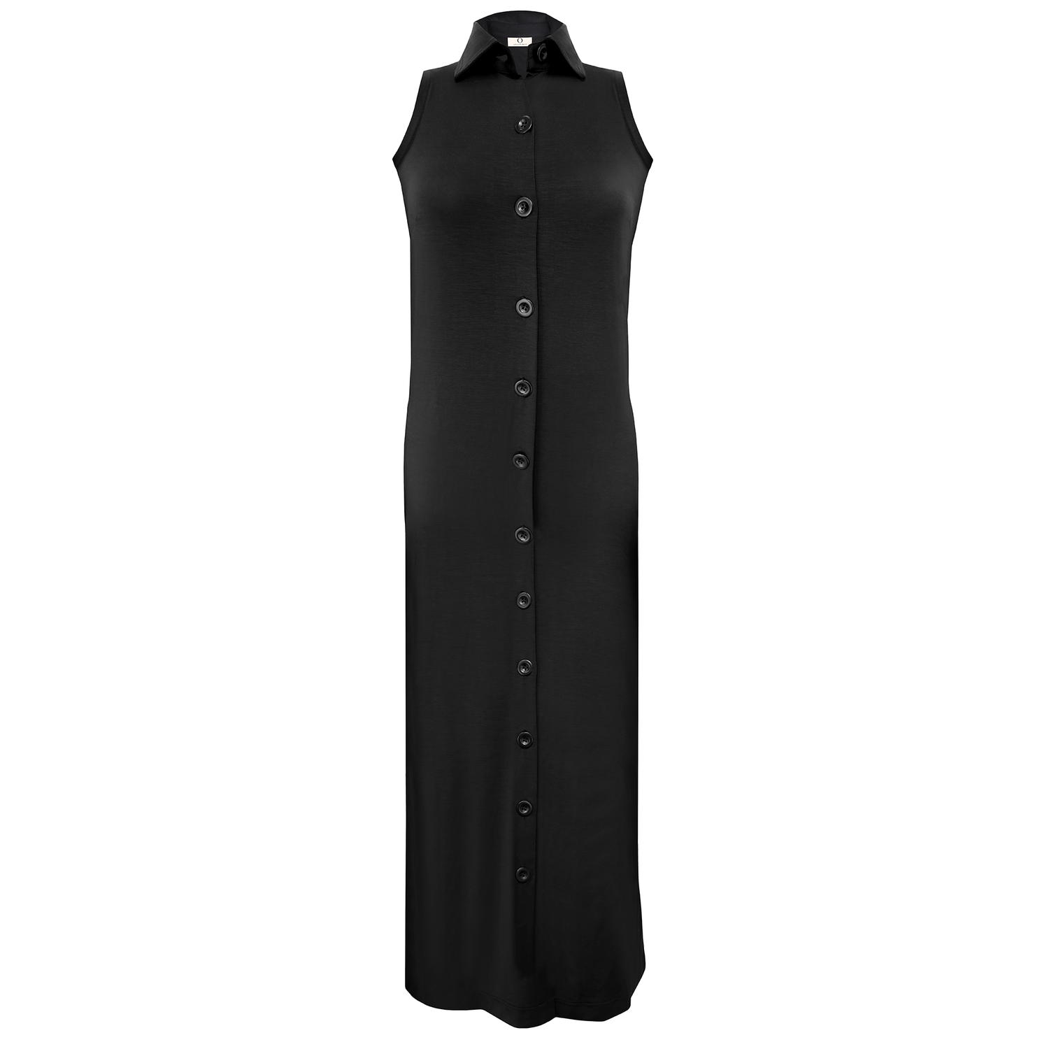 Schwarzes ärmelloses Maxi-Hemdblusenkleid aus Lyocell – Evelyn