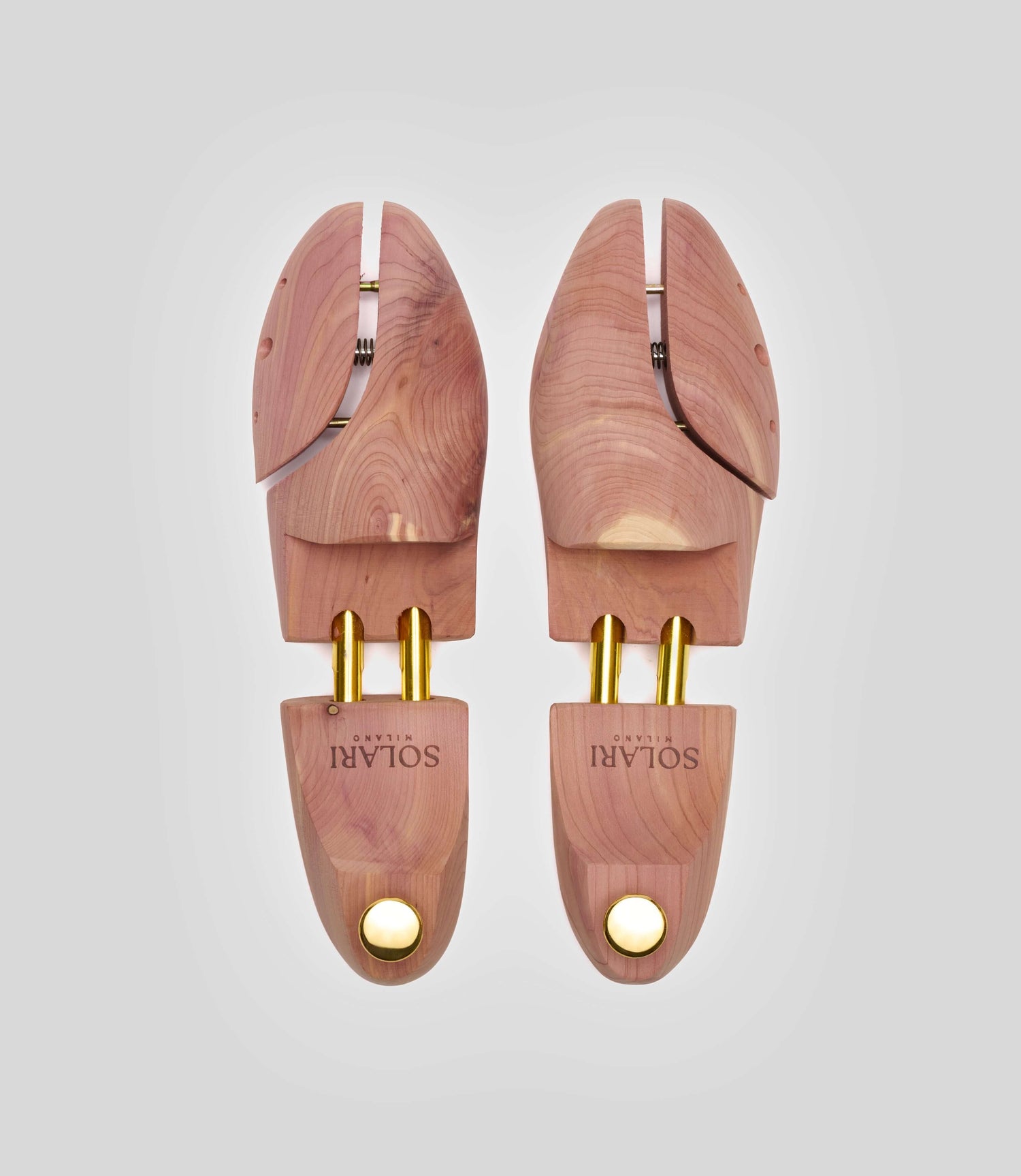 Premium cedar wood Shoe Trees made from responsibly sourced cedar with brass fittings for shoe care.
