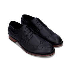 Business Herren Schuhe schwarze Brogue aus vegane Leder mit Flügelspitze | NAE