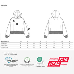 NEW WORLD GUARDIANS organic cotton hoodie size guide and sustainability certifications