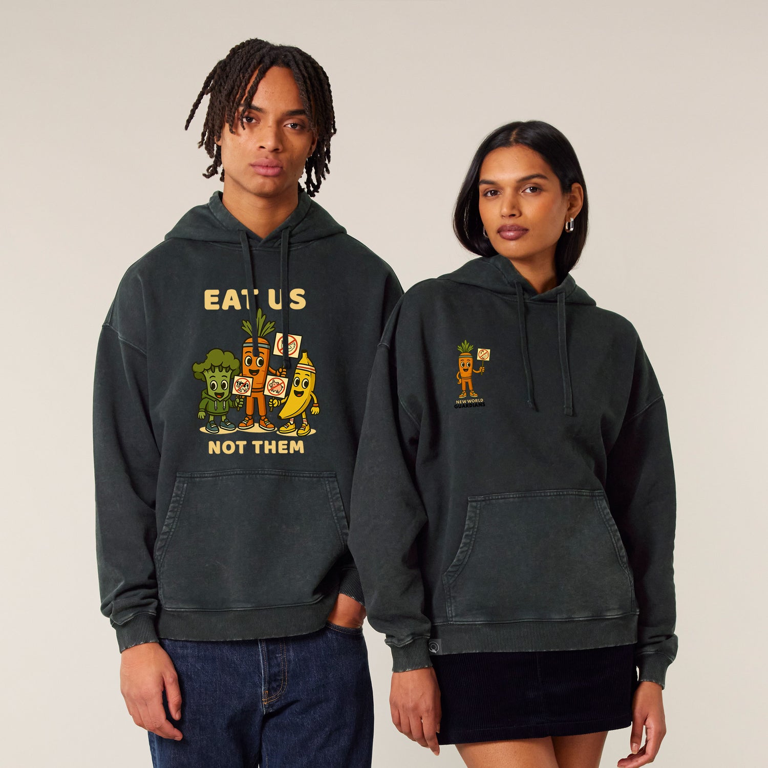 Crunch Vegan Hoodie mit Squad Back Print – Organic / Unisex / 3 Farben