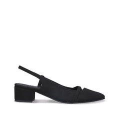 Escarpins femme noirs végans talon carré bride arrière pointu élégant confort