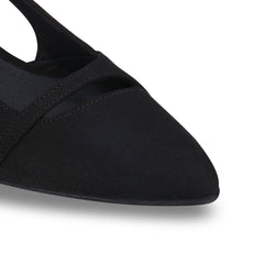 Tacones negros veganos para mujer – diseño elegante, punta fina y tira trasera