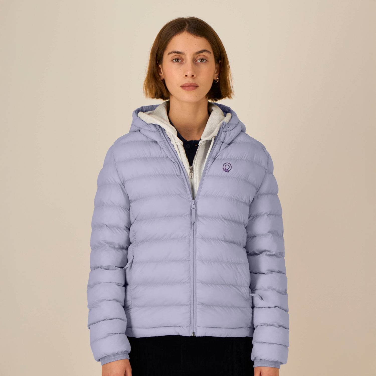 Woman Wearing EARTH Padded Jacket – Sustainable Women’s Jacket in Recycled Nylon