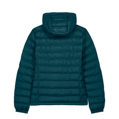 Rückenansicht der EARTH Steppjacke für Damen in Türkis – Nachhaltige, vollständig gesteppte Damenjacke