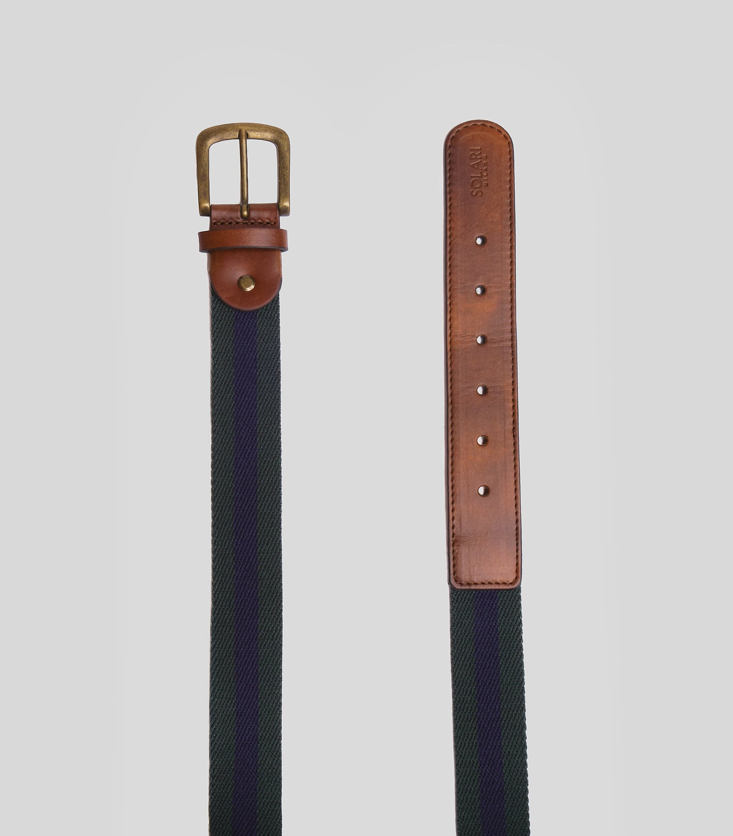 Vegan belt Sempione by Solari Milano, sustainable acrylic and vegan leather, nickel-free buckle, made in Varese