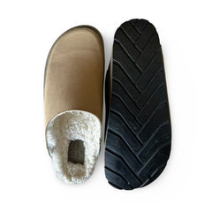 Vegan unisex slippers made from organic cotton, padded with natural cork and upcycled tires