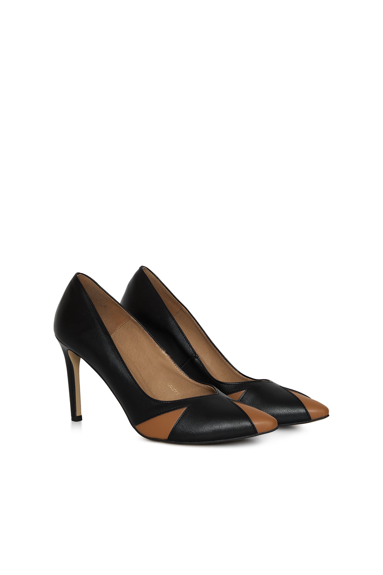 IVO Black & Caramel | Vegan Heels from Mushroom & Corn-Wheat Leather
