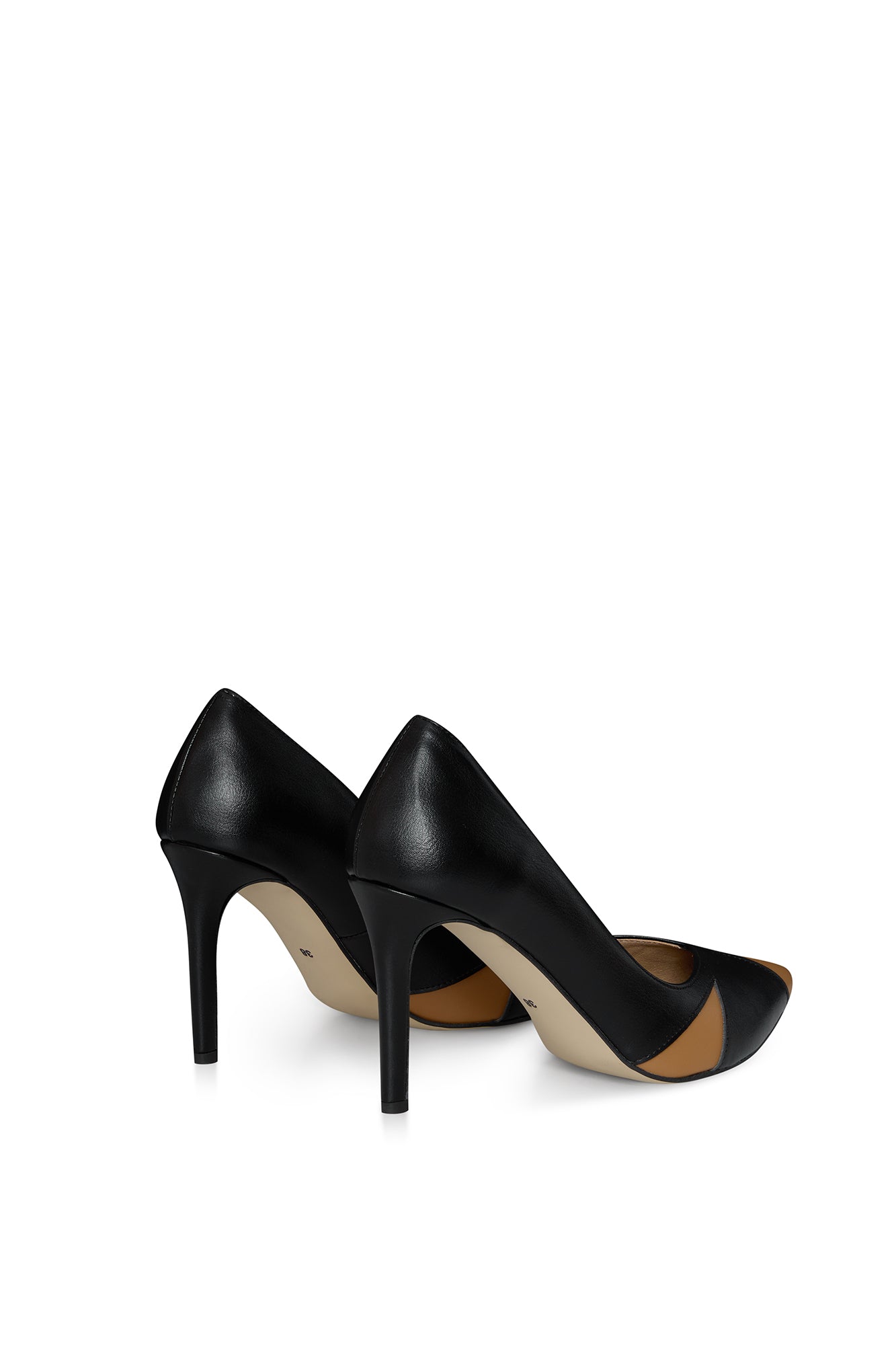 IVO Black & Caramel | Vegan Heels from Mushroom & Corn-Wheat Leather