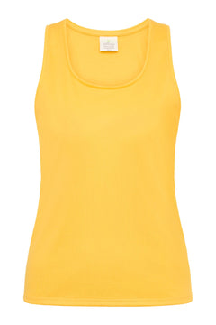 timeless and breathable - sustainable yoga top in sunshine yellow made for longeity