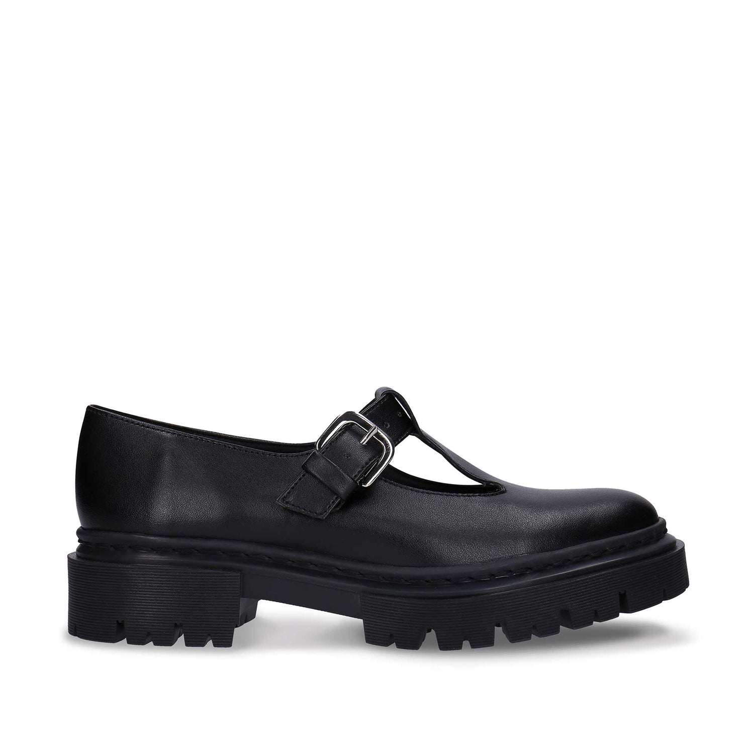 Zapatos veganos Mary Jane Merceditas en cuero vegano de piel de manzana negro