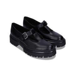 Mary Jane shoes women vegan apple skin black silver buckle straps ridged soles
