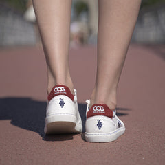 Baskets sneakers végan et écologique cuir végétal blanche bleu rouge - Topsy Cog