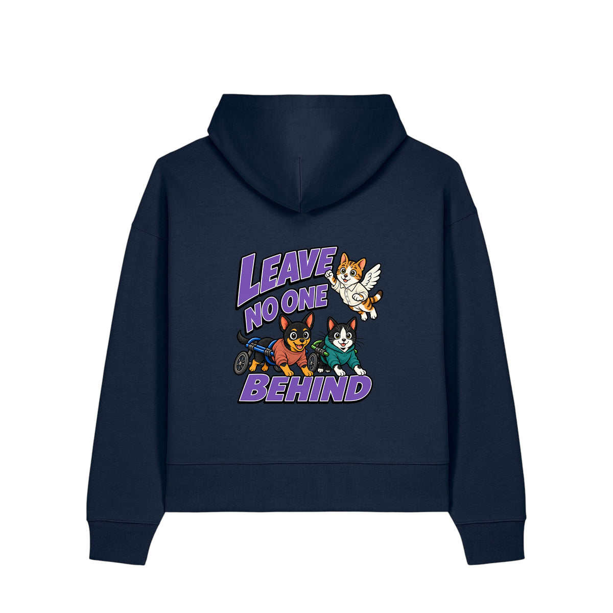 NEW WORLD GUARDIANS Kobold Guardians unisex organic cotton hoodie in navy blue – back graphic view