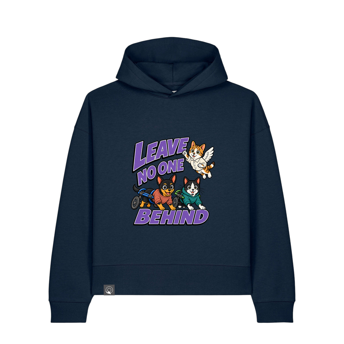 NEW WORLD GUARDIANS Leave No One Behind Unisex-Hoodie aus Bio-Baumwolle in Dunkelblau – Vorderansicht