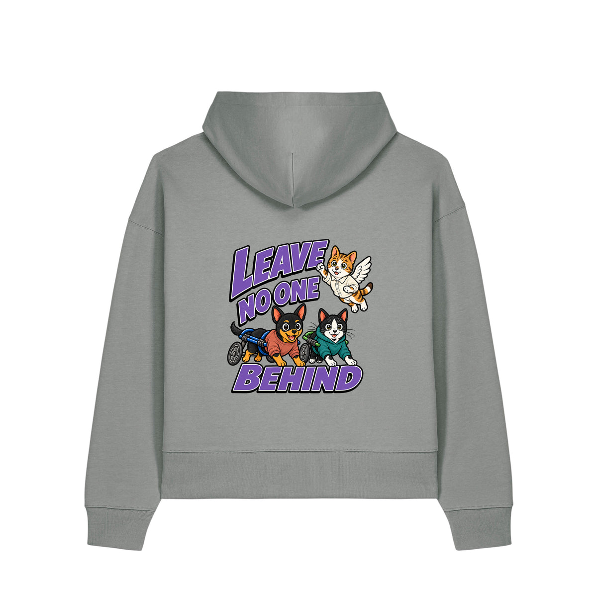 NEW WORLD GUARDIANS Kobold Guardians unisex organic cotton hoodie in light grey – back graphic view
