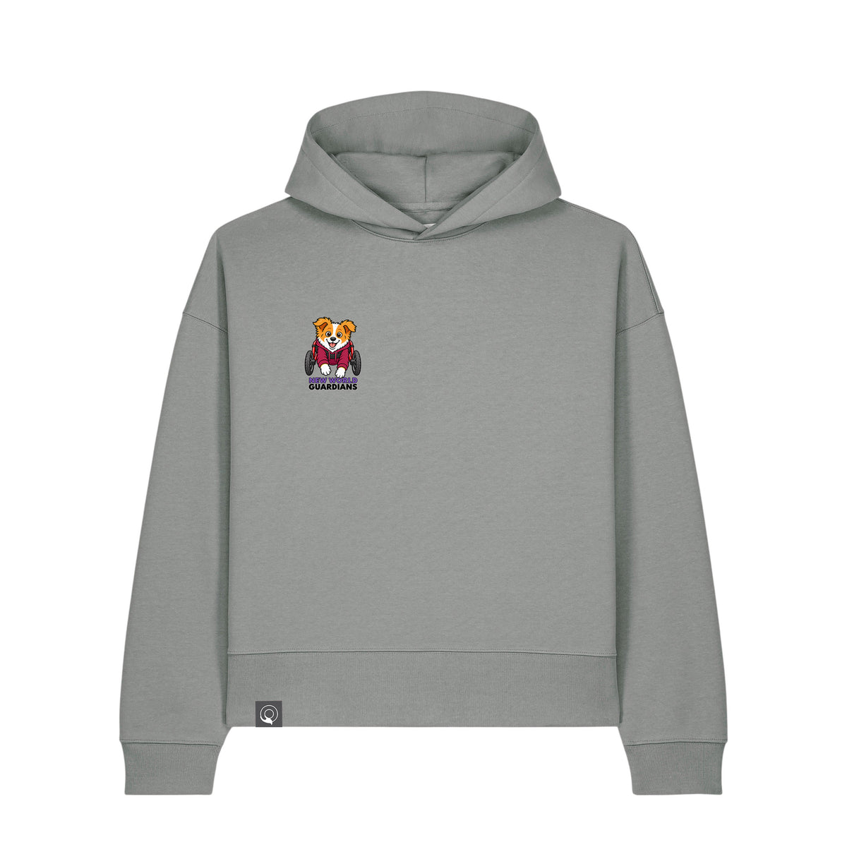 NEW WORLD GUARDIANS Kobold Guardians unisex organic cotton hoodie in light grey – front view