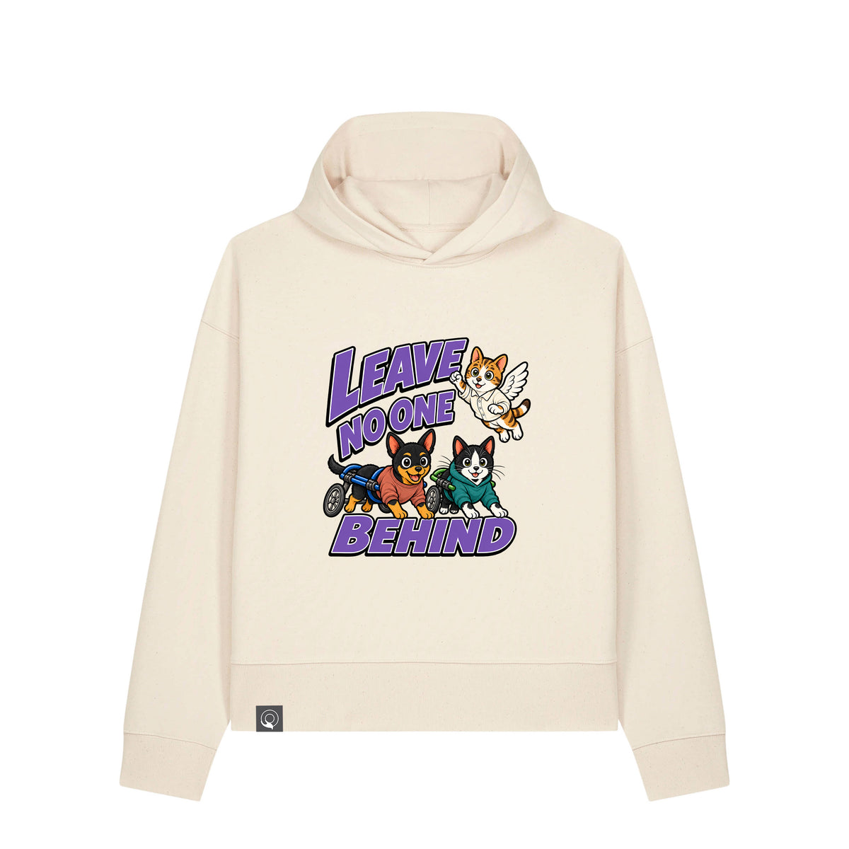 NEW WORLD GUARDIANS Leave No One Behind Unisex-Hoodie aus Bio-Baumwolle in Natur – Vorderansicht