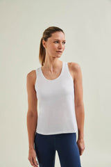 Stylish eco-conscious activewear top in Diamond White featuring sustainable and circular design for active lifestyles