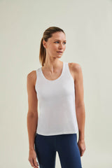 Stylish eco-conscious activewear top in Diamond White featuring sustainable and circular design for active lifestyles